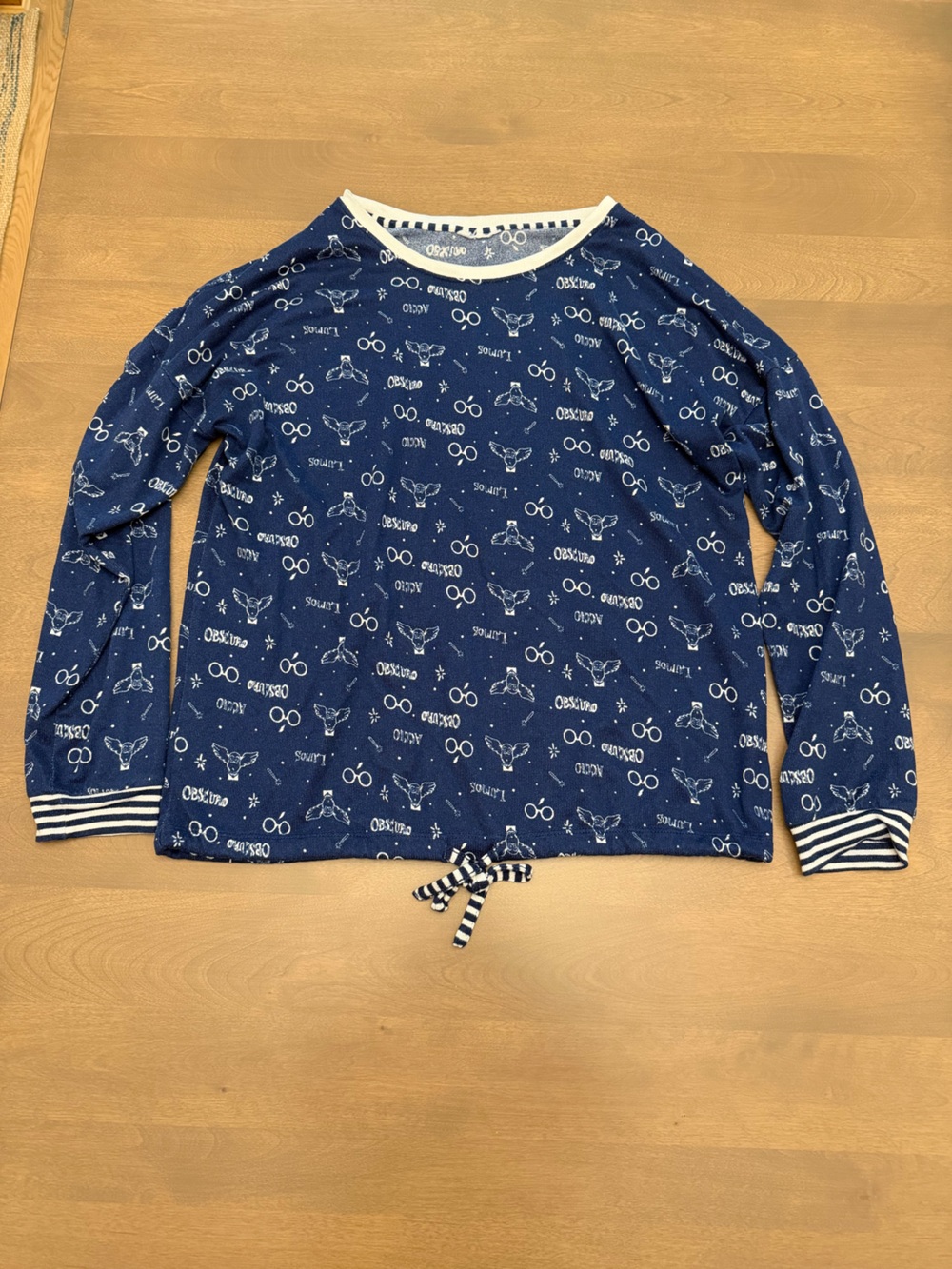 Harry Potter Women’s Pajama Set Size Medium Navy Blue Hogwarts Print